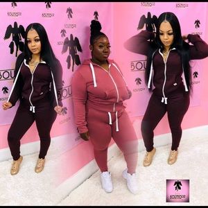 Burgundy jogging suit